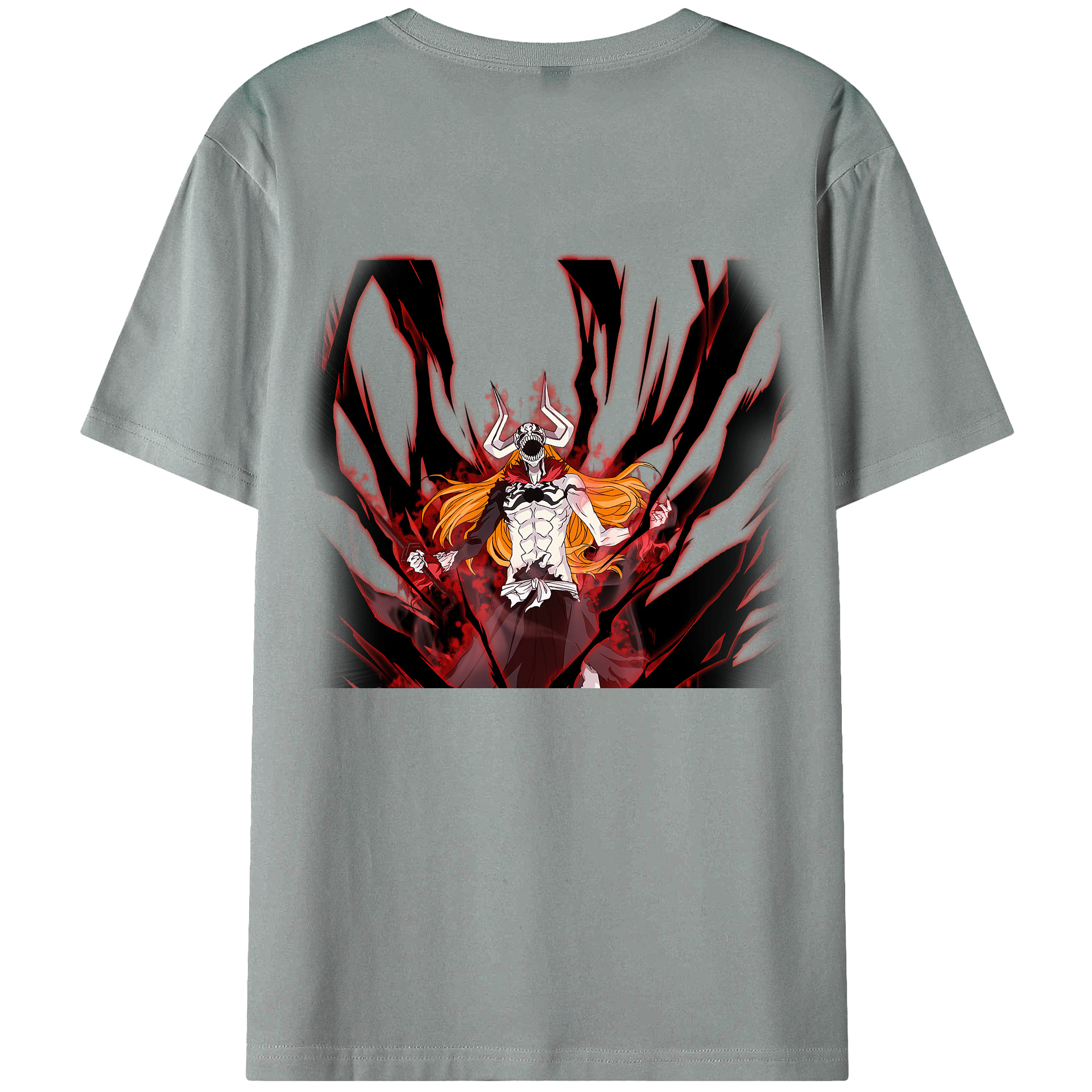 （画像用） ブリーチ 黒崎一護（くろさき いちご）BLEACH Kurosaki Ichigo 綿100％ メンズ半袖Tシャツ（バックプリント） 通気性